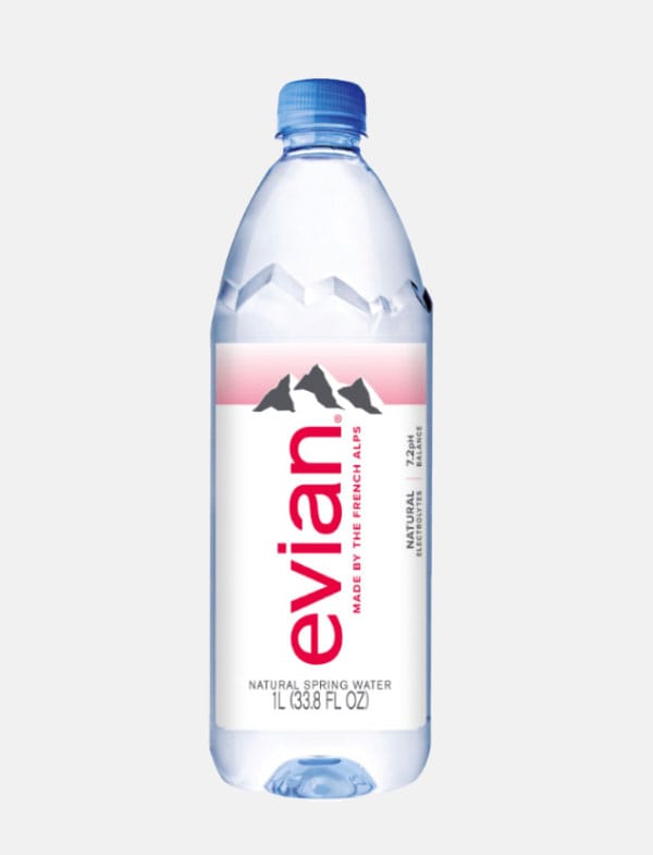 agua evian 1 litro en botella PET