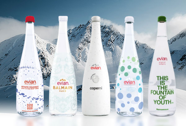 evian edición limitada, botellas de colección 750 ml vidrio